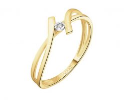 Pierścionek z żółtego i białego złota z brylantem - 0,01 ct - próba 375. Białe pierścionki Apart, z brylantem, złote. Za 719.00 zł.