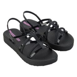 Sandały Ipanema Diversa Flatform 27238 BH322 czarne. Czarne sandały bez wzorów, eleganckie, bez obcasa, bez zapięcia. W wyprzedaży za 192.88 zł.