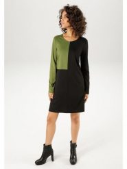 Aniston Sukienka w kolorze czarno-zielonym rozmiar: 46. Czarne sukienki Aniston, bez wzorów, z wiskozy, bez kołnierzyka, bez ramiączek, mini. Za 95.99 zł.