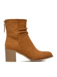 JENNY Botki CEO-MARTINA WS14438-22 Brązowy. Brązowe botki Jenny, bez wzorów, z materiału, bez obcasa, na słupku, bez zapięcia. Za 159.99 zł.