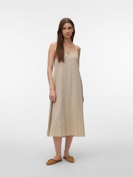 Vero Moda Sukienka w kolorze beżowym rozmiar: M. Brązowe sukienki Vero Moda, m, bez wzorów, bez kołnierzyka, bez ramiączek, maxi. Za 164.95 zł.
