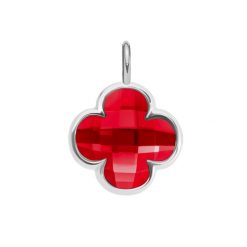 Zawieszka Mini Icons koniczyna z czerwonym kryształem, posrebrzana. Czerwone bransoletki Lilou, posrebrzane. Za 99.00 zł.