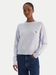 Calvin Klein Jeans Sweter Ck Embro Badge LV047D351G Błękitny Regular Fit. Niebieskie swetry Calvin Klein Jeans, s, bez wzorów, z bawełny, bez ramiączek. Za 389.99 zł.