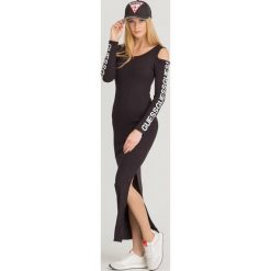 SUKIENKA FIONA GUESS. Czarne sukienki Guess, na imprezę, l, z aplikacjami, z elastanu, bez kołnierzyka, bez ramiączek, maxi, dopasowane. Za 399.00 zł.