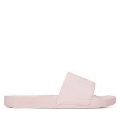 Klapki Tommy Jeans. Czerwone klapki Tommy Jeans, bez wzorów, z jeansu, bez obcasa. Za 159.99 zł.