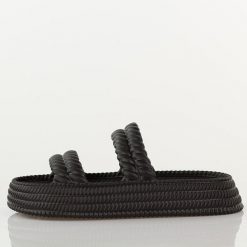 Czarne lekkie piankowe klapki damskie DiA 51-001. Czarne klapki DiA, bez wzorów, z dresówki, bez obcasa, na platformie. Za 59.00 zł.