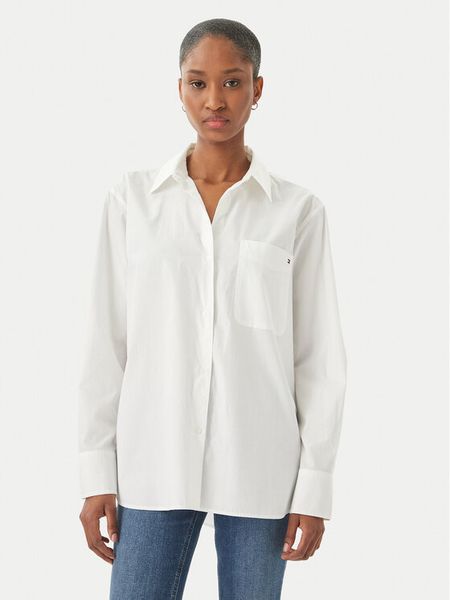 Tommy Hilfiger Koszula WW0WW45612 Biały Regular Fit. Białe koszule TOMMY HILFIGER, bez wzorów, z bawełny, bez kołnierzyka, bez ramiączek. Za 316.99 zł.