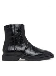Calvin Klein Botki Square Ankle Boot Zip Croc Lth HW0HW03185 Czarny. Czarne botki Calvin Klein, bez wzorów, ze skóry, bez obcasa, na płaskiej podeszwie, bez zapięcia. Za 699.99 zł.