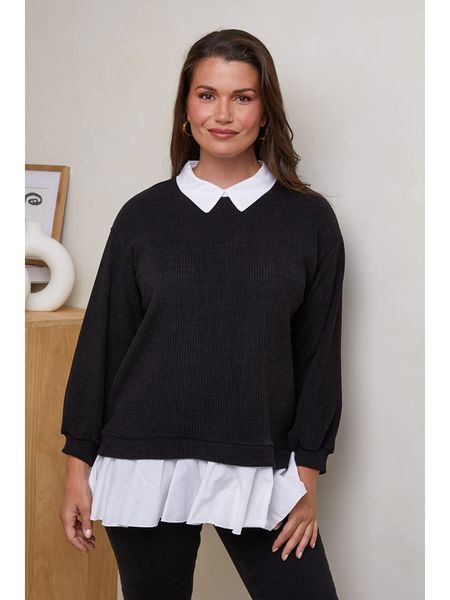 Curvy Lady Sweter w kolorze czarnym rozmiar: 48/50. Czarne swetry Curvy Lady, bez wzorów, z bawełny, bez ramiączek. Za 119.95 zł.
