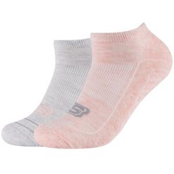 Skarpetki sportowe dla dorosłych 2PPK Basic Cushioned Sneaker Socks. Szare skarpety Skechers, bez wzorów. Za 29.99 zł.