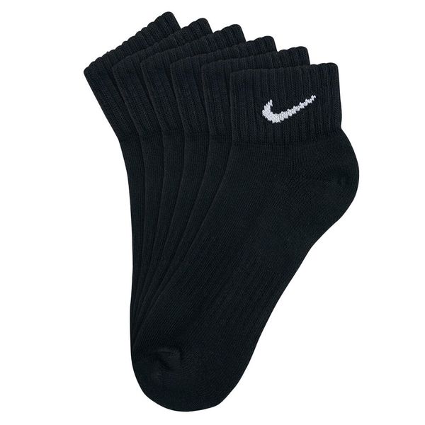 Bawełniane Skarpetki Unisex Dla Dorosłych Value Quarter (zestaw 3 Sztuk). Czarne skarpety Nike, bez wzorów, z bawełny. Za 84.99 zł.