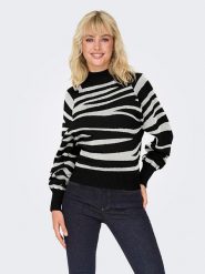 ONLY Sweter "Frida" w kolorze czarno-białym rozmiar: XS. Białe swetry Only, s, bez wzorów, z wiskozy, bez ramiączek. Za 94.95 zł.