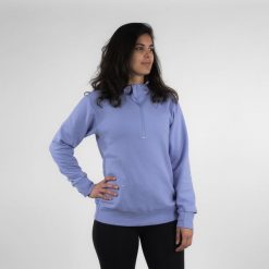 Bluza do biegania damska Kiprun Run 500 Warm ocieplana. Fioletowe bluzy KIPRUN, l, bez wzorów, z bawełny, bez kaptura. W wyprzedaży za 119.99 zł.