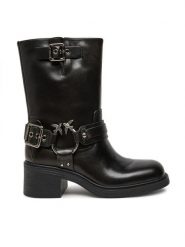 PINKO Botki Alys 02 SD0155P056 Czarny. Czarne botki Pinko, bez wzorów, ze skóry, bez obcasa, na słupku, bez zapięcia. Za 905.66 zł.