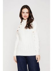 C& Jo Sweter w kolorze białym rozmiar: 40. Białe swetry C& Jo, bez wzorów, ze splotem, bez ramiączek. Za 143.99 zł.