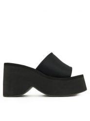 DeeZee Klapki E2485-1 Czarny. Czarne klapki DeeZee, bez wzorów, z materiału, bez obcasa. Za 139.99 zł.