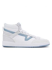 Vans Skórzane sneakersy "Lowland Mid CC JMP" w kolorze biało-błękitnym rozmiar: 39. Białe trampki Vans, bez wzorów, z materiału, za kostkę, bez zapięcia. Za 259.45 zł.