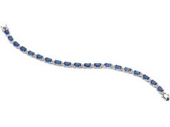 Bransoleta z białego złota z brylantami i szafirami - 18 cm - próba 585. Białe bransoletki Apart, z brylantem, złote. Za 27,990.00 zł.