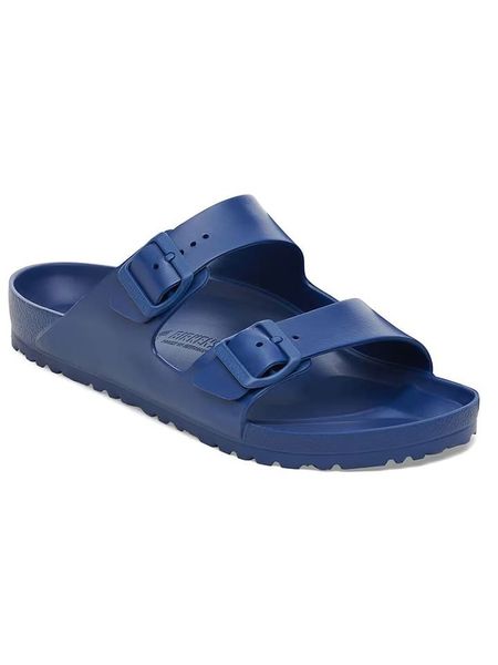 Birkenstock Klapki "Arizona" w kolorze granatowym rozmiar: 39. Niebieskie klapki Birkenstock, bez wzorów, z otwartym noskiem, bez obcasa. Za 190.97 zł.