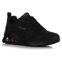 Buty do chodzenia damskie Skechers Tres-air Uno. Czarne obuwie sportowe Skechers, z materiału, bez zapięcia, trekkingowe. Za 473.00 zł.