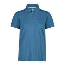 Damska koszulka polo CMP. Niebieskie koszulki polo CMP, xs, bez wzorów, z materiału, bez kołnierzyka, bez ramiączek. Za 135.00 zł.