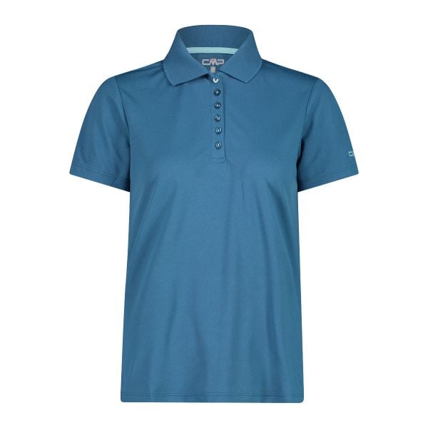 Damska koszulka polo CMP. Niebieskie koszulki polo CMP, xs, bez wzorów, z materiału, bez kołnierzyka, bez ramiączek. Za 131.00 zł.