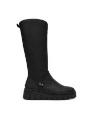 Rieker Kozaki CEO-Z8990-00 Czarny. Czarne kozaki Rieker, ze skóry, bez obcasa, na koturnie, bez zapięcia. Za 429.99 zł.