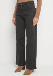 Ciemnoszare Szerokie Jeansy z Wysokim Stanem Vetiluna. Szare jeansy Born2be, l, bez wzorów, z podwyższonym stanem. Za 109.99 zł.