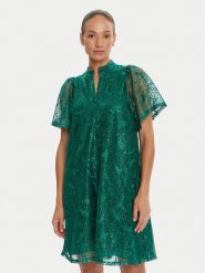 Bruuns Bazaar Sukienka koktajlowa Palm Philly BBW4541 Zielony Loose Fit. Zielone sukienki Bruuns Bazaar, bez wzorów, z syntetyku, wizytowe, bez kołnierzyka, bez ramiączek. Za 849.99 zł.