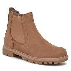 Sztyblety Tamaris. Brązowe botki Tamaris, bez wzorów, bez obcasa, na płaskiej podeszwie, bez zapięcia. Za 499.99 zł.