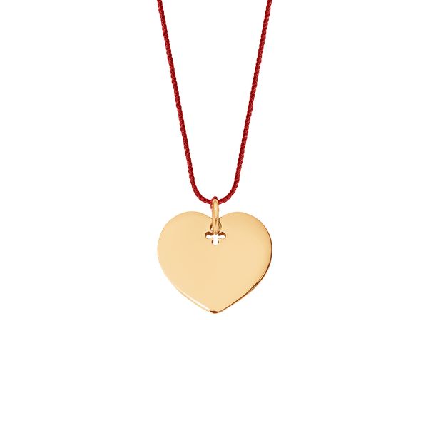 Naszyjnik z pozłacanym sercem na grubym czerwonym sznurku premium. Czerwone naszyjniki Lilou, pozłacane. Za 168.00 zł.