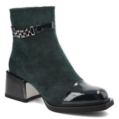 Zielone Botki S.Barski Modne Obuwie Damskie Z Eleganckim Paskiem. Zielone botki S.BARSKI, bez wzorów, z materiału, bez obcasa, na obcasie, bez zapięcia. Za 239.00 zł.