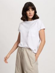 Cross Jeans Koszulka w kolorze białym rozmiar: XL. Białe bluzki Cross Jeans, xl, bez wzorów, z bawełny, bez kołnierzyka, bez ramiączek. Za 52.92 zł.