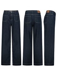 Sublevel Dżinsy - Comfort fit - w kolorze granatowym rozmiar: XS. Niebieskie jeansy Sublevel, xs, z aplikacjami, z podwyższonym stanem. Za 122.96 zł.