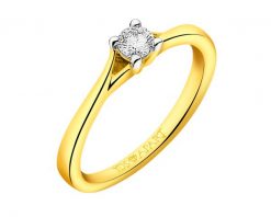 Pierścionek z żółtego złota z brylantem - 0,18 ct - próba 750. Żółte pierścionki Apart, z brylantem, złote. Za 5,790.00 zł.