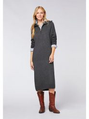 Polo Sylt Wełniana sukienka w kolorze antracytowym rozmiar: XS. Czarne sukienki Polo Sylt, na co dzień, xs, bez wzorów, z wełny, bez kołnierzyka, bez ramiączek, midi, proste. Za 96.83 zł.