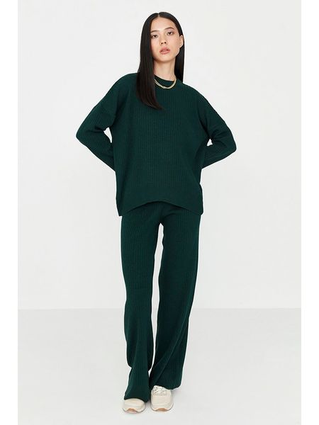 Trendyol 2-częściowy zestaw w kolorze ciemnozielonym rozmiar: S. Zielone swetry Trendyol, s, bez wzorów, prążkowane, bez ramiączek. Za 96.14 zł.