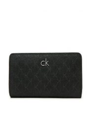 Calvin Klein Mały Portfel Damski Ck Daily Medium Bifold_Mono K60K612824 Czarny. Czarne portfele Calvin Klein, bez wzorów, ze skóry. Za 189.99 zł.