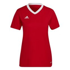 Koszulka piłkarska damska Adidas Entrada 22 Jersey. Czerwone bluzki Adidas, l, bez wzorów, z jersey, sportowe, bez kołnierzyka, bez ramiączek. Za 60.00 zł.