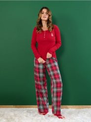 Piżama dwuczęściowa - czerwony. Czerwone piżamy Sinsay, bez wzorów, z bawełny, bez ramiączek. Za 59.99 zł.