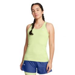 Tank top treningowy damski Under Armour HeatGear Armour Racer. Zielone koszulki sportowe Under Armour, bez wzorów, bez ramiączek. Za 89.99 zł.