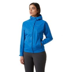 Kurtka przeciwdeszczowa damska Helly Hansen Loke. Niebieskie kurtki sportowe Helly Hansen, l, bez wzorów, bez kaptura, trekkingowe. Za 329.99 zł.