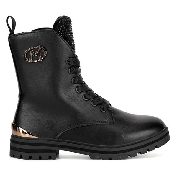 Trzewiki MEXX. Czarne botki Mexx, bez wzorów, bez obcasa, na płaskiej podeszwie, bez zapięcia. Za 429.99 zł.