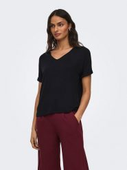 JDY Koszulka "Sissy" w kolorze czarnym rozmiar: M. Czarne bluzki JDY, m, bez wzorów, z wiskozy, bez kołnierzyka, bez ramiączek. Za 57.20 zł.