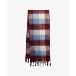 Szalik w kratę dla kobiet Superdry. Czerwone szaliki Superdry, na zimę, z aplikacjami, eleganckie. Za 259.05 zł.