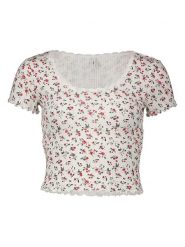 ONLY Koszulka w kolorze biało-czerwonym rozmiar: dgdgXS. Białe bluzki Only, bez wzorów, z bawełny, bez kołnierzyka, bez ramiączek. Za 52.92 zł.