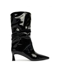 Pollini Botki SA24115M0NTT0000 Czarny. Czarne botki Pollini, bez wzorów, z lakierowanej skóry, bez obcasa, na słupku, bez zapięcia. Za 2,459.00 zł.