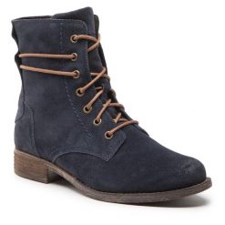 Botki Josef Seibel. Niebieskie botki Josef Seibel, bez wzorów, bez obcasa, na płaskiej podeszwie, bez zapięcia. Za 449.99 zł.