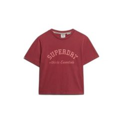 Damska koszulka o luźnym kroju Superdry Athletic Essentials. Brązowe bluzki Superdry, bez wzorów, bez kołnierzyka, bez ramiączek. W wyprzedaży za 131.90 zł.