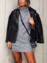 Milan Kiss Sukienka dzianinowa w kolorze szarym rozmiar: XL. Szare sukienki Milan Kiss, na co dzień, xl, bez wzorów, z dzianiny, bez kołnierzyka, bez ramiączek, mini, proste. Za 152.99 zł.